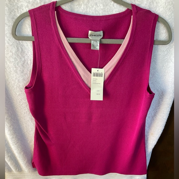 Chico’s Apparel Gemini Sleeveless Knit; Goddess/Pink; NWT; M/8 - Picture 2 of 12